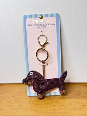 Piper K Beaded Dachshund Bag Charm / Keychain (NWT)